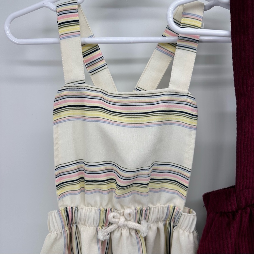 GIRLS 3T Boho OVERALLS Dress LOT Stripe Burgundy PREPPY PEASANT Modern JUMPERS - Picture 4 of 7